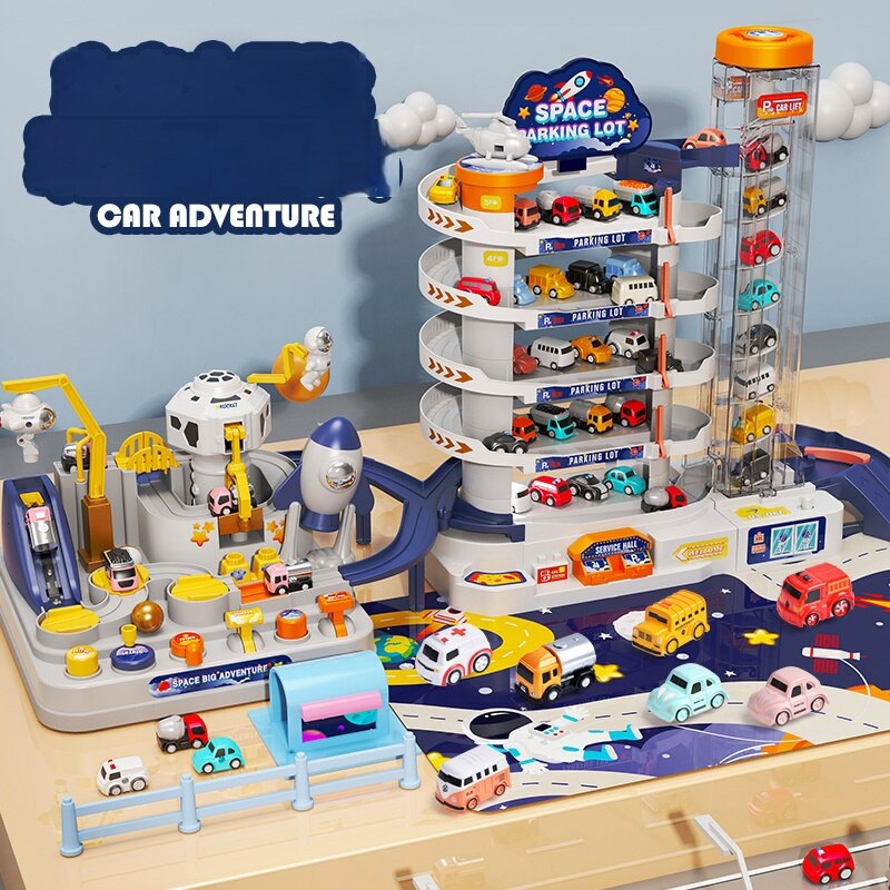 트랙 자동차 모험 어린이 장난감 소년 5 퍼즐 공간 전기 주차장 건물 2-3 세